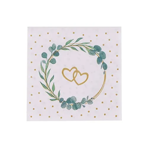 Mank Airlaid Servietten, Kommunion oder Konfirmation perfekt für Gastronomie und Feiern stoffähnlich und saugstark 50 Stück, Eukalyptus, Herz, Kelch, Fisch (33 x 33 cm Herz)