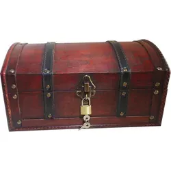 infinimo Schatztruhe - Handgefertigte Piratenkiste für Kindergeburtstag - Edle Holz-Schatztruhe 30x20x15cm, verschließbar mit Schloss und Schlüssel. Ideal für Geschenke und Aufbewahrung, verzaubert mit rustikalem Vintage-Design.