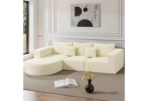 HawthyHome Sofa Cloud-Cord Ecksofa L-Form 264x177cm