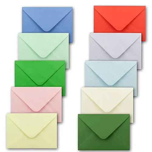 25x farbige Brief-Umschläge gemischt - DIN C6-114 x 162 mm - 100gr Bunte Mischung - Nassklebung - Ohne Futter - GUSTAV NEUSER