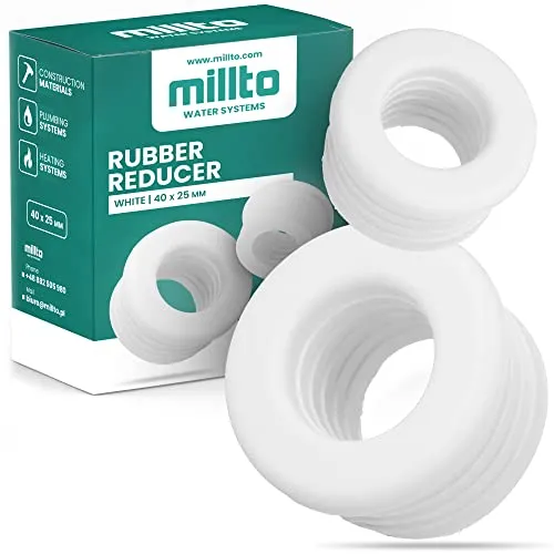 Millto™ Gummi Reduzierstück Rohreinsatz Push Fit Abflussrohr Abflussrohr Gummimanschette Dichtungsadapter 3 bar Anschluss Ø 50 x 25 mm Weiß
