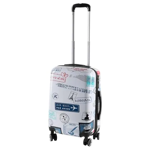 H4L Reisekoffer Hartschalenkoffer Weiß Größe S 55x40x23cm - Koffer aus robustem Polycarbonat, leicht und modern im Design. Ideal für Reisen mit 4 Leichtlaufrollen und Zahlenschloss für Sicherheit.