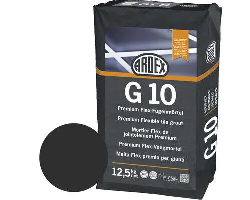 PREMIUM Flex-Fugenmörtel ARDEX G10, anthrazit, 12,5 kg - Fugenmörtel & Putz – flexibler, rissüberbrückender Mörtel für anspruchsvolle Fliesenverlegungen, ideal für Innen- und Außenbereiche.