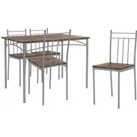 Essgruppe 110 cm mit 4 Stühlen - Modernes Design - Tisch- & Stuhl-Sets, robuste Konstruktion mit schönem Holzdekor, ideal für Küche oder Esszimmer, max. Belastbarkeit Stuhl 130 kg, Tisch 50 kg.