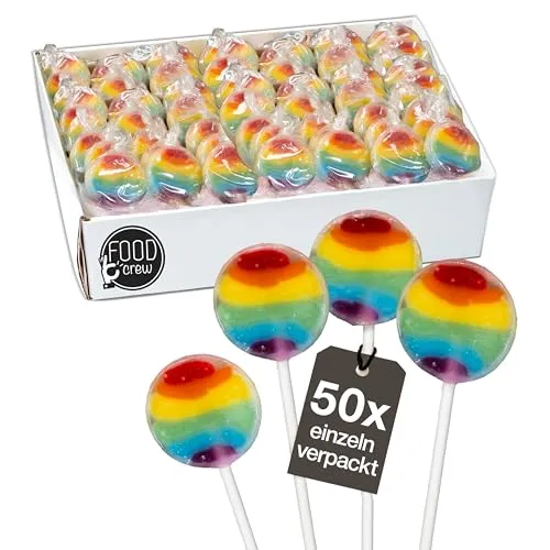 FOOD crew 50x Regenbogen Lollies