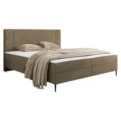 MIRJAN24 Boxspringbett Portes 160x200 cm mit Bettkästen – Braun - Modernes Boxspringbett mit zwei praktischen Bettkästen, ideal für zusätzlichen Stauraum. Komfortable Schlaffläche von 160x200 cm, inklusive Topper für zusätzlichen Schlafkomfort. Perfekt für Ihr Schlafzimmer!
