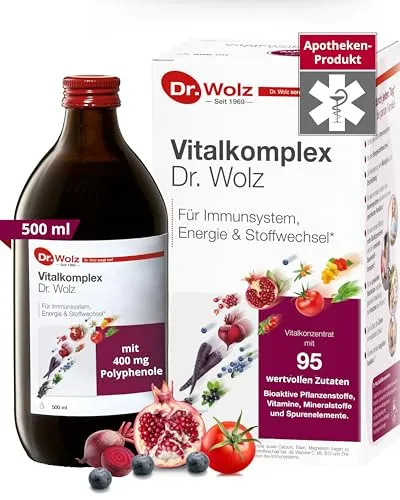 Vitalkomplex von Dr. Wolz - Mikronährstoff-Konzentrat für das Immunsystem, hohe Bio-Verfügbarkeit und frei von Gluten und Lactose, 500 ml