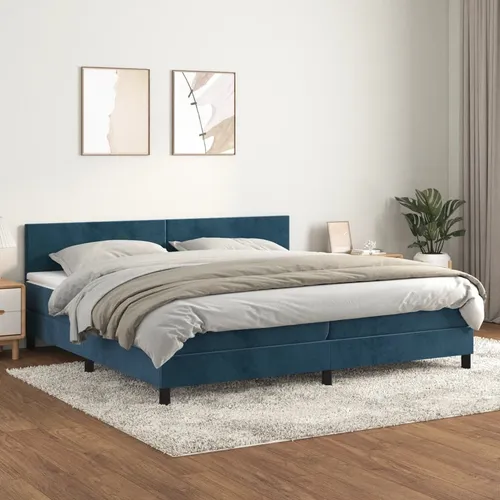 Boxspringbett mit Matratze Dunkelblau 200x200 cm Samt