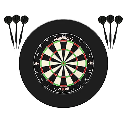 Mission Darts Home Center Dartscheibe, Dartset inklusive Dartscheibe und 2 Dartsets, Jigsaw-Schutzring