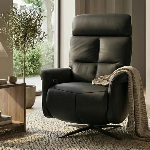 Relaxsessel MCW-L10 – Elektrisch verstellbarer TV-Sessel aus Voll-Leder