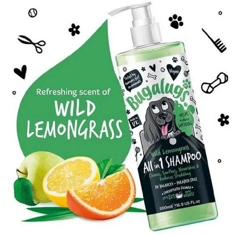 Bugalugs Tiershampoo Bugalugs Hundeshampoo Wild Lemongrass 500 ml, 500 ml, (1-St), ph neutral, Hunde Shampoo, Lake District