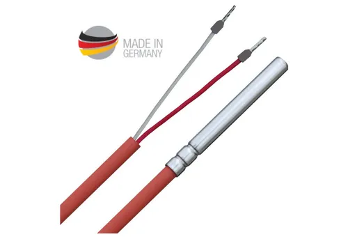 ganz24 Thermodetektor Temperaturfühler mit Silikon-Leitung bis 250°C, feuchtedicht rolliert, Edelstahlhülse doppelt rolliert
