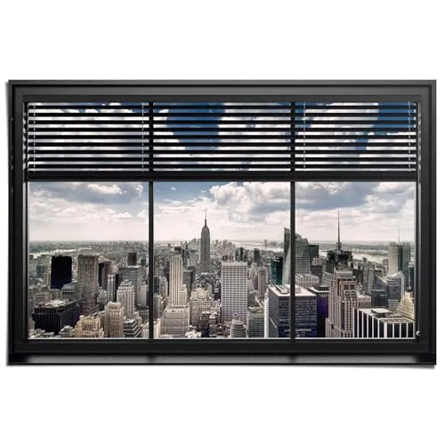 REINDERS Poster, New York Fenster, Schlafzimmer, Poster, Wanddeko, Room Decor, 150 gr. glänzend Bilderdruckpapier, Mehrfarbig, 61x91,5cm
