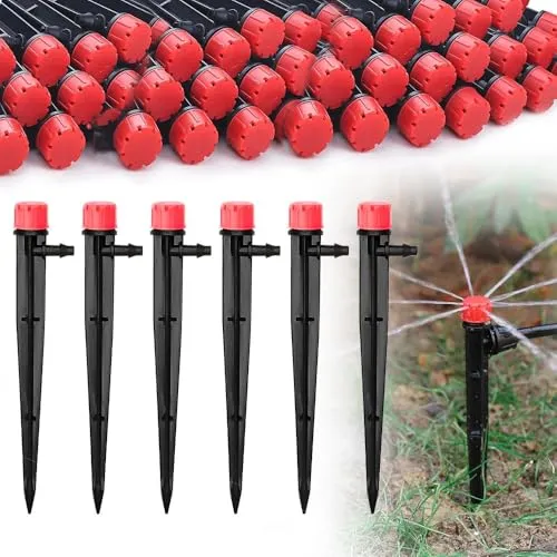 Casenly 50 Stück Gardena Micro Drip, 360 Grad 8-Loch Einstellbare Bewässerung Sprinkler Verbinder Wasser Bewässerung Tropfer für 4/7mm Schlauch für Blumenbeete Topfpflanzen