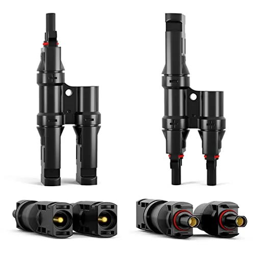 hb-digital Solar Y Steckverbinder Paar 2-fach Verteiler für Solar Stecker Buchse Splitter Solarpanel Photovoltaik 1500V PV Kupplung Solarkabelverbinder Energie Leitung Wasserdicht IP67 schwarz