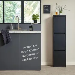 VEEHAUS Edelstahl Mülleimer 3x15 LT - Haushaltszubehör mit großer Kapazität, ideal für Wohnungen und Büros. Der geruchsdichte Deckel sorgt für frische Luft und das stilvolle Design passt perfekt in jedes Zuhause.