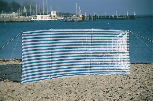 EXPLORER Windschutz PE 400x135cm mit Abspannleinen und Erdnägeln Stahl Strand Garten Sichtschutz Strandmuschel Outdoor