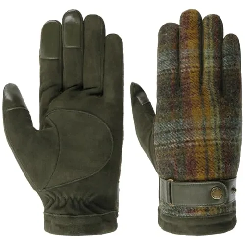 Stetson Oakdale Lederhandschuhe Ziegenleder Karomuster Herren Winter gefüttert oliv 9 1/2 HS