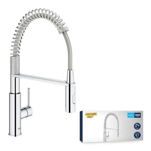 GROHE Get 30361000 - Einhand-Spültischbatterie mit herausziehbarer Brause - Armaturen für die Küche, bietet eine praktische herausziehbare Brause für mehr Flexibilität beim Spülen.