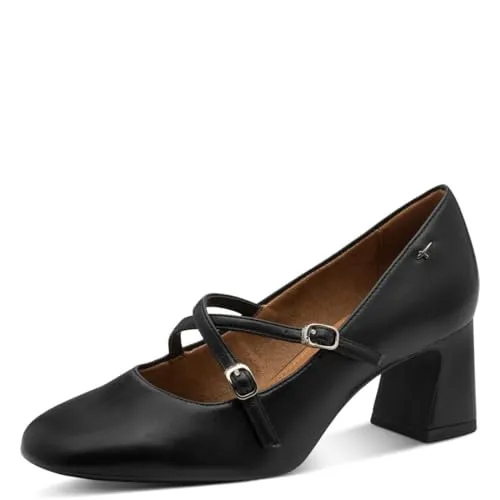 Tamaris Damen Riemchenpumps Schwarz mit Karree-Spitze in schwarz von Tamaris