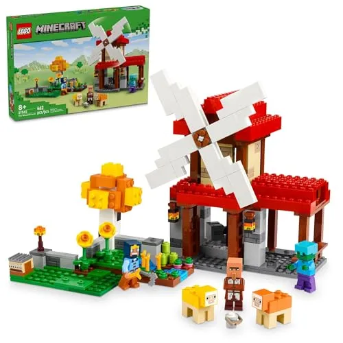 LEGO Minecraft 21262 - Windmühlen-Bauernhof Spielset für Kinder ab 8 Jahren - Kreatives LEGO Minecraft Spielset mit Windmühle und 3 Minifiguren. Fördert die Fantasie und bietet zahlreiche Spielmöglichkeiten im Minecraft-Universum.