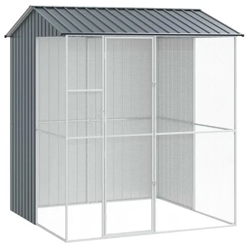 vidaXL Voliere Anthrazit 215x210x247 cm Stahl - Vogelkäfige für Außen, robust aus pulverbeschichtetem Stahl mit UV-Schutz, bietet Sicherheit und Komfort für deine gefiederten Freunde.