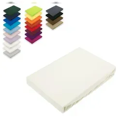 EXKLUSIV HEIMTEXTIL Jersey Spannbettlaken 60 x 120 cm Naturweiss 100% Baumwolle Öko - Tex Zertifiziert Bed-Sheet Bettlaken Spannbetttuch