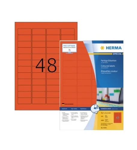 Herma 4545 SPECIAL Farbige Etiketten A4, Rot - Vielzweck-Etiketten in leuchtendem Rot, ideal für eine auffällige Kennzeichnung und Organisation, permanent haftend für sicheren Halt.