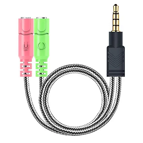 MillSO Kopfhörer Adapter (Nicht für Zwei Kopfhörer), 3.5mm Audio Klinke Y Kabel (3.5mm Stereo Stecker auf 2X 3,5mm Buchse) für PC Gaming Headset, TRS Mikrofon, PS4, Xbox One, Smartphones und Laptop