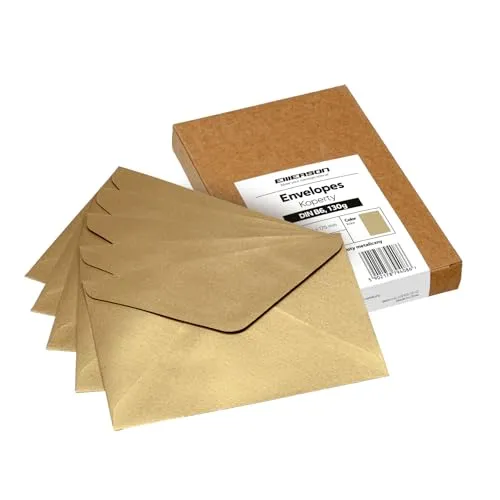 Emerson Briefumschläge bunte postkarten blanko DIN B6 (25 Stück) Kuvert, blanko karten zum selbstgestalten, Grußkarten ohne Fenster, Grußkarten, Hochzeitseinladungskarten -130g 125x175 mm - Gold