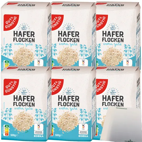 Gut & Günstig Haferflocken extra zart 6er Pack 6x500g Packung  usy Block
