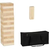 Wackelturm XL Holz Stapelspiel – Riesen Wackelturm mit 54 Steinen - Stapelspiele für Garten oder Party, mit 63 cm Höhe und 54 stabilen Holzsteinen für grenzenlosen Spielspaß.