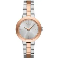 Armani Exchange Damenarmbanduhr - Elegante 36-mm-Damenuhr mit Quarzwerk, Edelstahl- und Bicolor-Design, wasserdicht bis 50 m – ideal für stilbewusste Frauen!