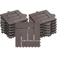 Woltu WPC-Fliesen 22 St. - Holzoptik Terrassendielen mit Klicksystem - Fliesen für Garten & Terrasse, aus witterungsbeständigem WPC, einfaches Verlegen ohne Werkzeug dank praktischem Klicksystem.