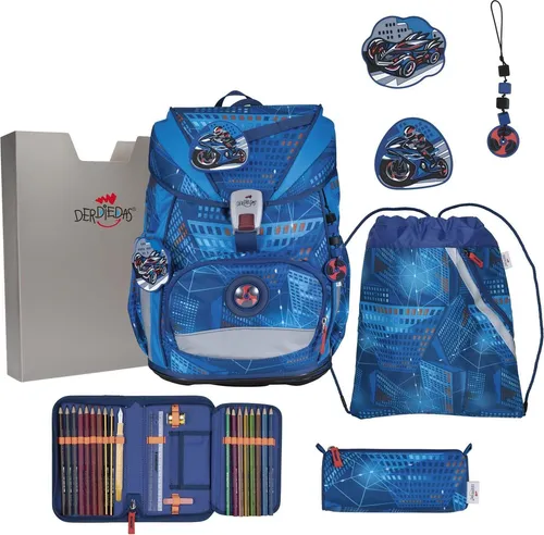 DerDieDas ErgoFlex Superlight Schulranzenset 5-teilig Turbo Speed blau