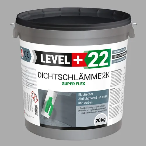 Dichtschlämme 2K Abdichtmörtel 20kg - Flexibel für Pool und Terrasse - Dichtmaterialien, schimmelresistent und wasserdicht - ideal für Badezimmer, Terrassen und Schwimmbäder.