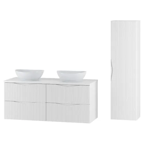 Lomadox Badmöbel-Set 2-teilig mit 120 cm Waschtisch in Weiß