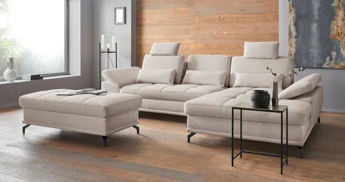 OTTO home Ecksofa Costello L-Form, B: 301 cm mit Sitztiefen-, Armteilverstellung &, 3 Nierenkissen, optional Bettfunktion & Bettkasten