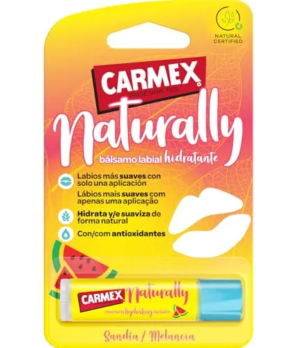 Carmex Naturally Wassermelone Lippenbalsam, 4,25 g, spendet Feuchtigkeit, glättet und beruhigt auf natürliche Weise.