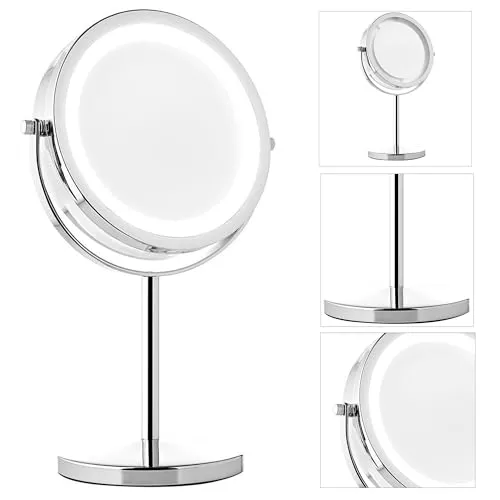 Melko Kosmetikspiegel 10-fach mit LED-Beleuchtung - Kosmetikspiegel mit 10-facher Vergrößerung und integrierter LED-Beleuchtung für präzise Make-up-Anwendungen und Rasuren – ideal für jedes Bad.