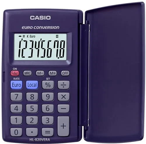 Casio HL-820VERA Taschenrechner - Robuster Taschenrechner mit langlebiger Qualität und flexibler Nutzung. Ideal für Schule und Beruf.