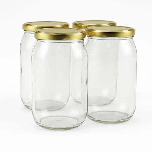 Blumixx Einmachgläser mit Schraubdeckel 24er Pack Einmachglas mit Deckel in Gold - 900ml Fassungsvermögen - Ideal für Erntezeit, Konservierung & stilvolle Aufbewahrung
