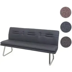 Sitzbank HWC-H70 - Polsterbank mit Rückenlehne in Grau, 180cm - Sitzbänke für Esszimmer oder Wohnzimmer, modern und bequem mit hochwertigem Stoffbezug und stabiler Edelstahlkonstruktion. Maximale Belastbarkeit: 120 kg pro Sitzplatz.