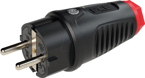 PCE 0512-sr Schutzkontaktstecker Vollgummi, Thermoplast 250V Schwarz, Rot IP54