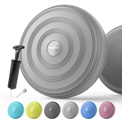 PROIRON Ballsitzkissen, Balance Pad 34cm, Noppenkissen für aufrechte Körperhaltung, Fitness, Gleichgewichts- und Krafttraining inkl. Pumpe (Grau)