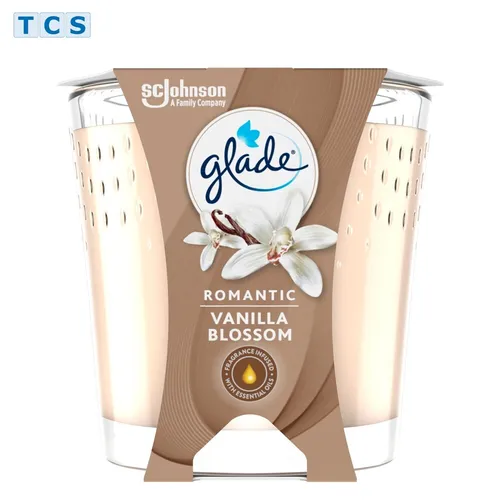 GLADE Duftkerze im Glas, Duftnote Vanilleblüten, 129g