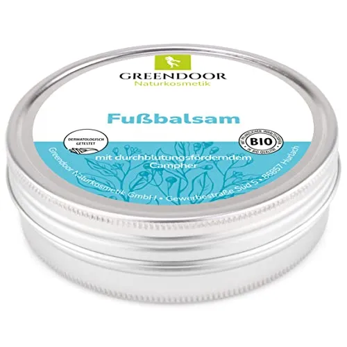 GREENDOOR Bio Fussbalsam 75ml, Fusscreme Schrundensalbe, 4 fache Ergiebigkeit, Naturkosmetik, natürlicher Fuß Balsam, Fuss-Pflege Creme anti Fussgeruch
