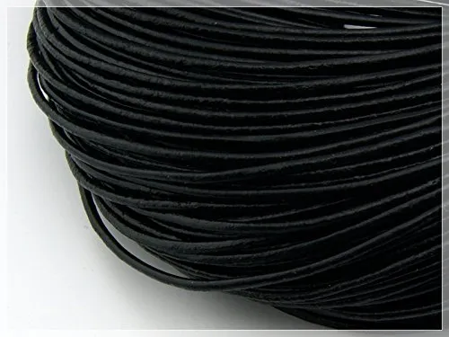 m echtes Lederband schwarz 2 mm von Vintageparts, DIY-Schmuck 2