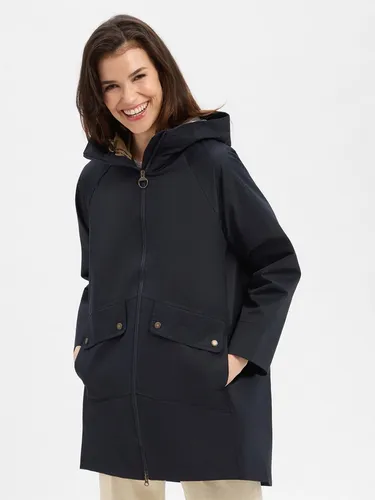 Barbour Regular Fit Parka aus Baumwoll-Mix in Marine, Größe 42 - Der stilvolle Damen Parka von Barbour im Regular-Fit bietet vielseitige Kombinationsmöglichkeiten. Mit wasserabweisenden Eigenschaften und einer Kapuze ist er ideal für wechselhaftes Wetter und sorgt für hohen Tragekomfort.