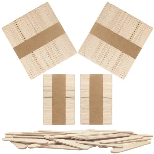 OWLKELA 200 Stück Holzstäbchen, Eisstiele aus Holz, Kombination aus Zwei Größen, Jeweils 100 Stück – 114 mm x 9 mm x 2 mm, 64 mm x 9 mm x 2 mm, Birke, Grundfarbe – Holzeisstiele, DIY